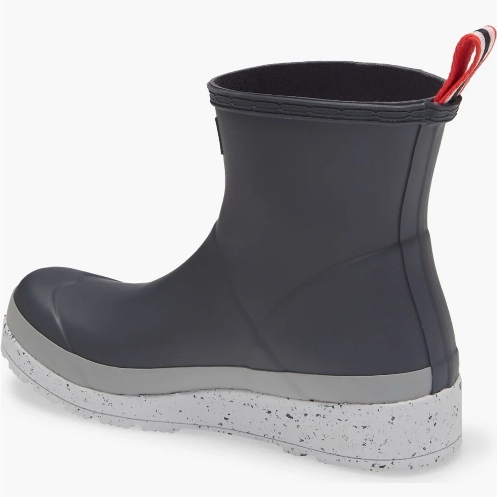 RARE HUNTER NWT ORIGINAL PLAY SPECKLED PLATFORM RAIN BOOT (Women) in Onyx